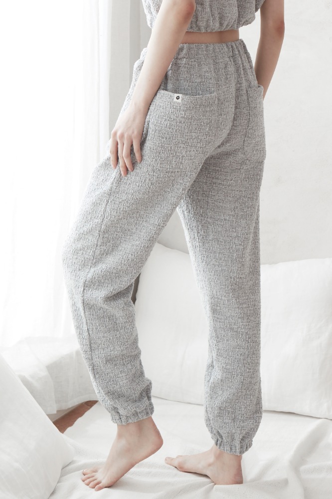 Lovely Tweed Jogger Pants #silver cloud